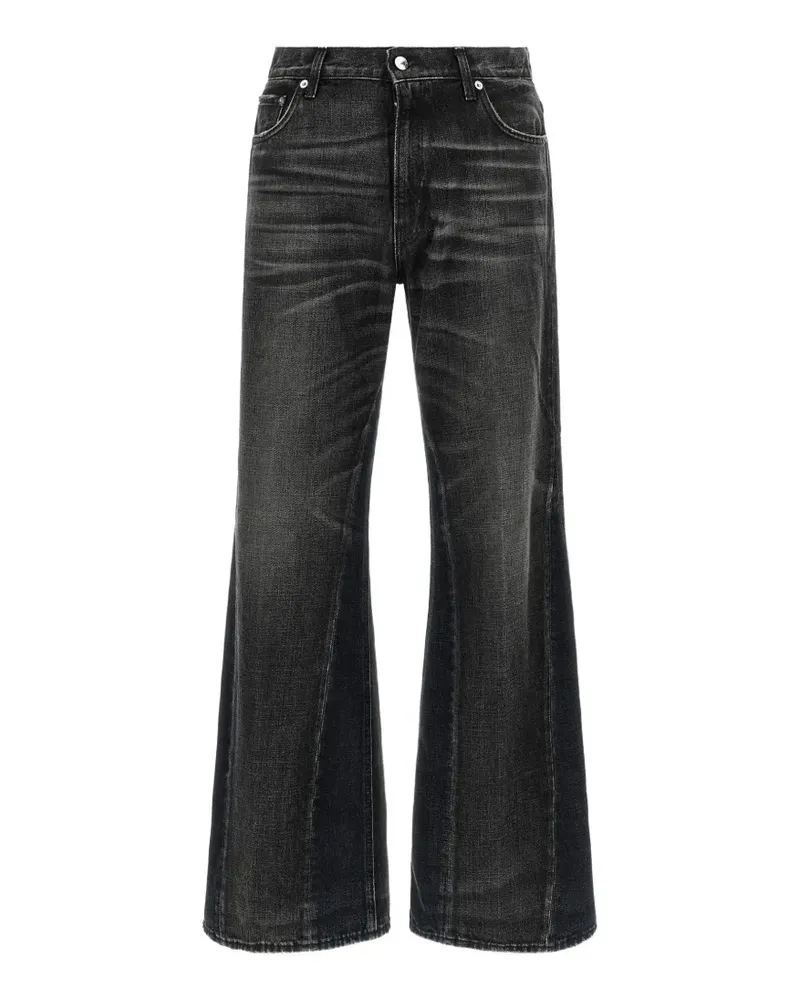 Haikure Jeans in verwaschener Optik mit Einsätzen - Schwarz Schwarz