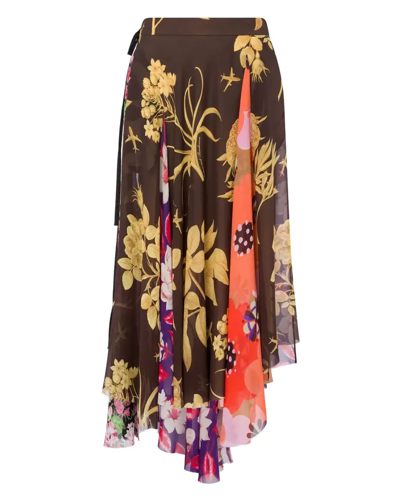 Moschino Asymmetrischer Rock mit Blumen-Print - Braun Braun