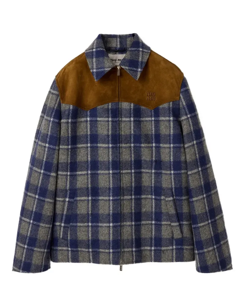 Miu Miu check-pattern jacket - Blau Blau