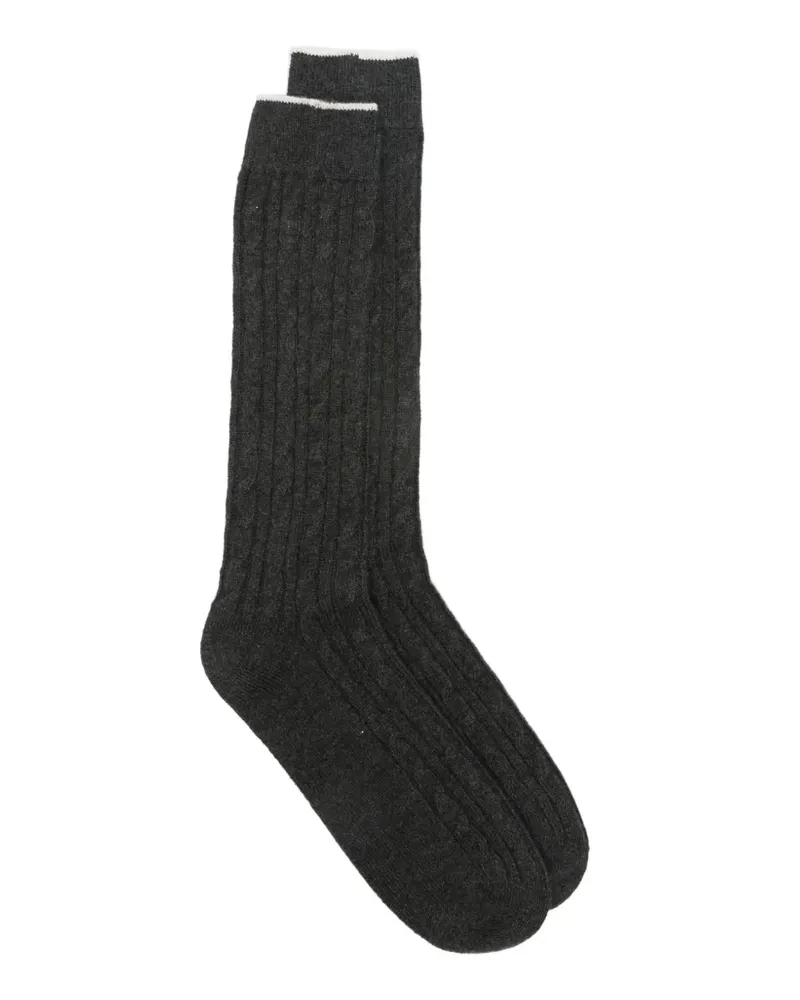 Eleventy Socken mit Zopfmuster - Grau Grau