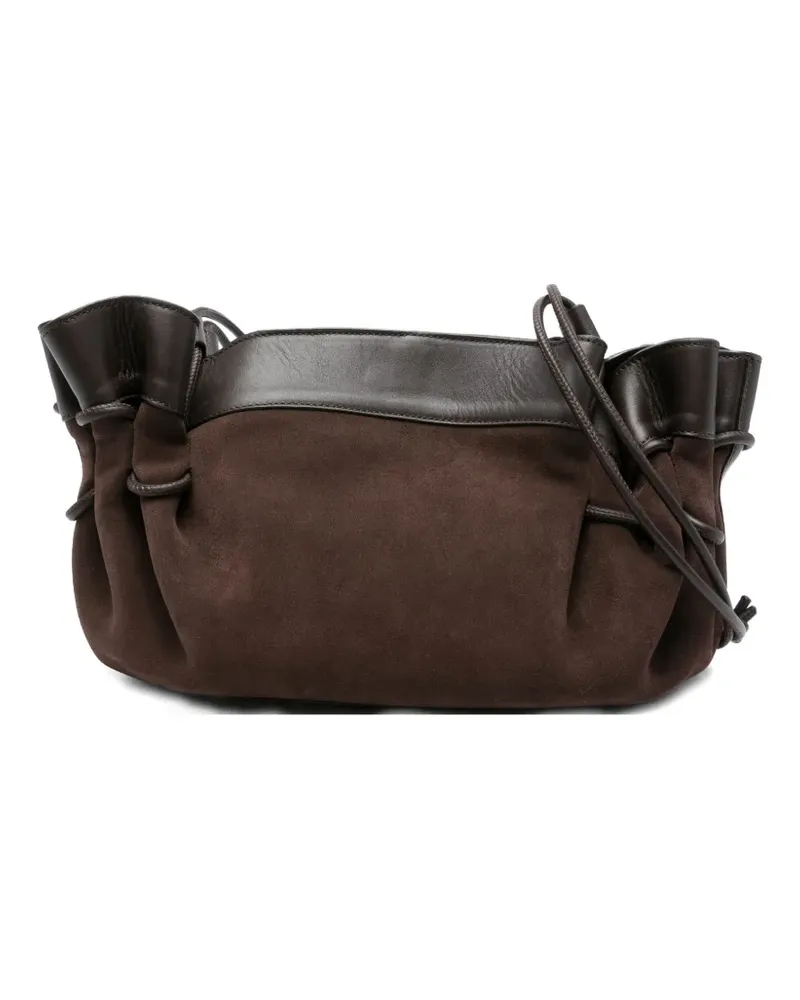 HEREU Gerüschte Arta Wildleder-Schultertasche - Braun Braun