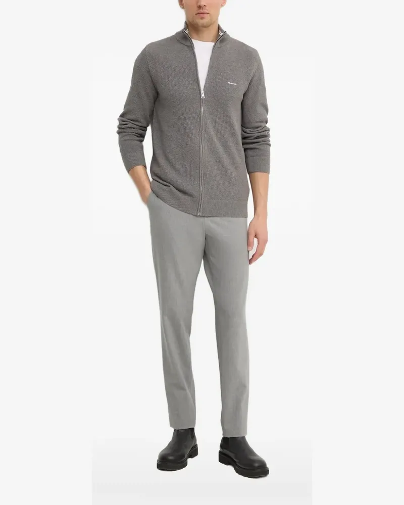 Gant Strukturierter Cardigan mit Reißverschluss - Grau Grau