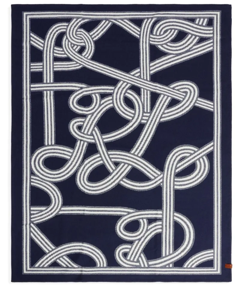 Ralph Lauren Home Gestrickte Decke mit Logo-Muster Blau