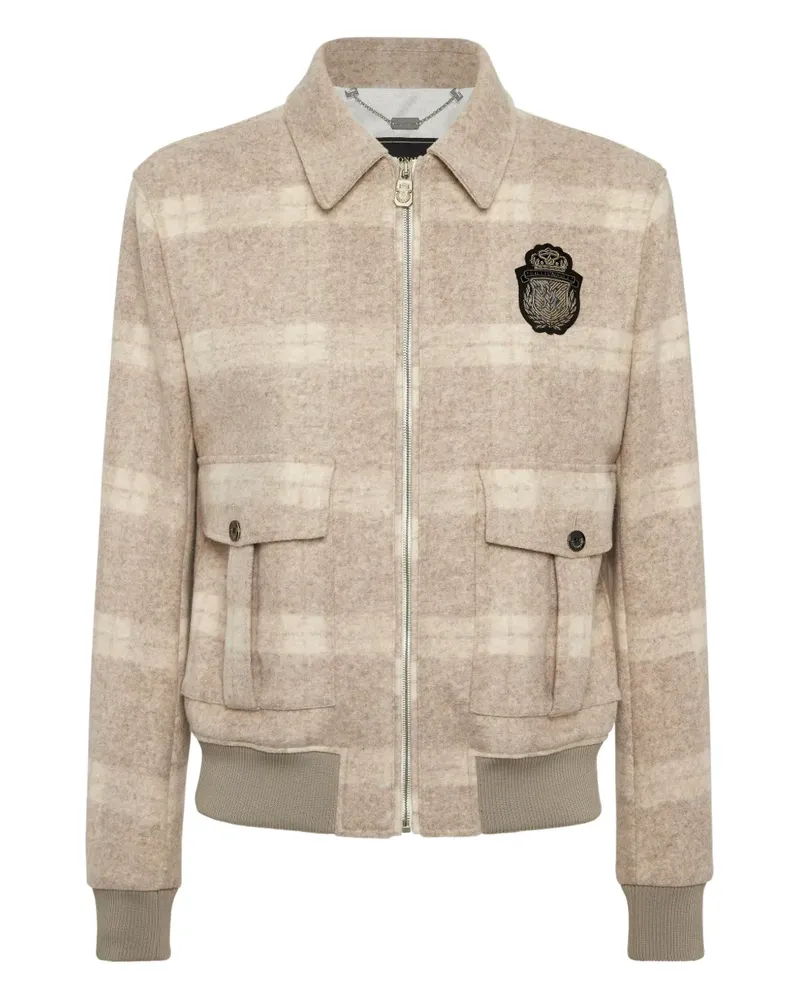 Billionaire Bomberjacke mit kariertem Wappen - Nude Nude