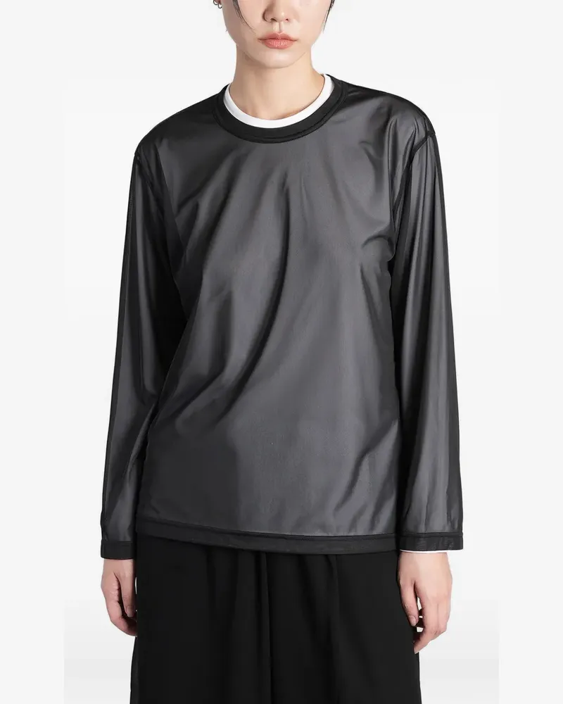 Comme des Garçons Semi-transparentes Mesh-Langarmshirt - Schwarz Schwarz
