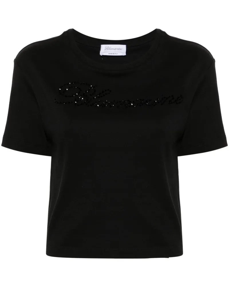 Blumarine T-Shirt mit Strass - Schwarz Schwarz