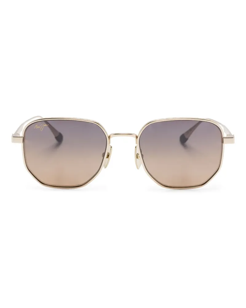 Maui Jim Lewalani Sonnenbrille mit geometrischem Gestell - Gold Gold