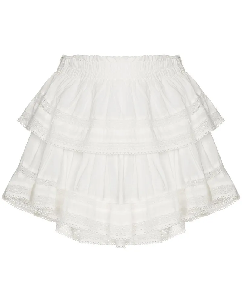 LoveShackFancy Minirock mit Spitzenborten - Weiß Weiß