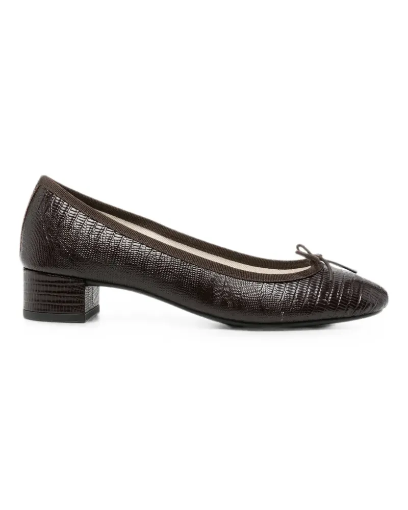 Repetto lizard-effect bow-detail pumps - Braun Braun