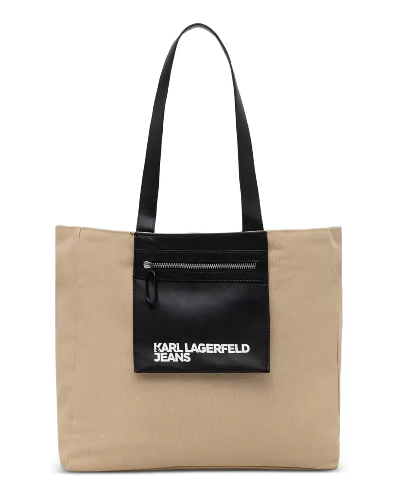 Karl Lagerfeld logo-print zip-pocket tote bag - Nude Nude