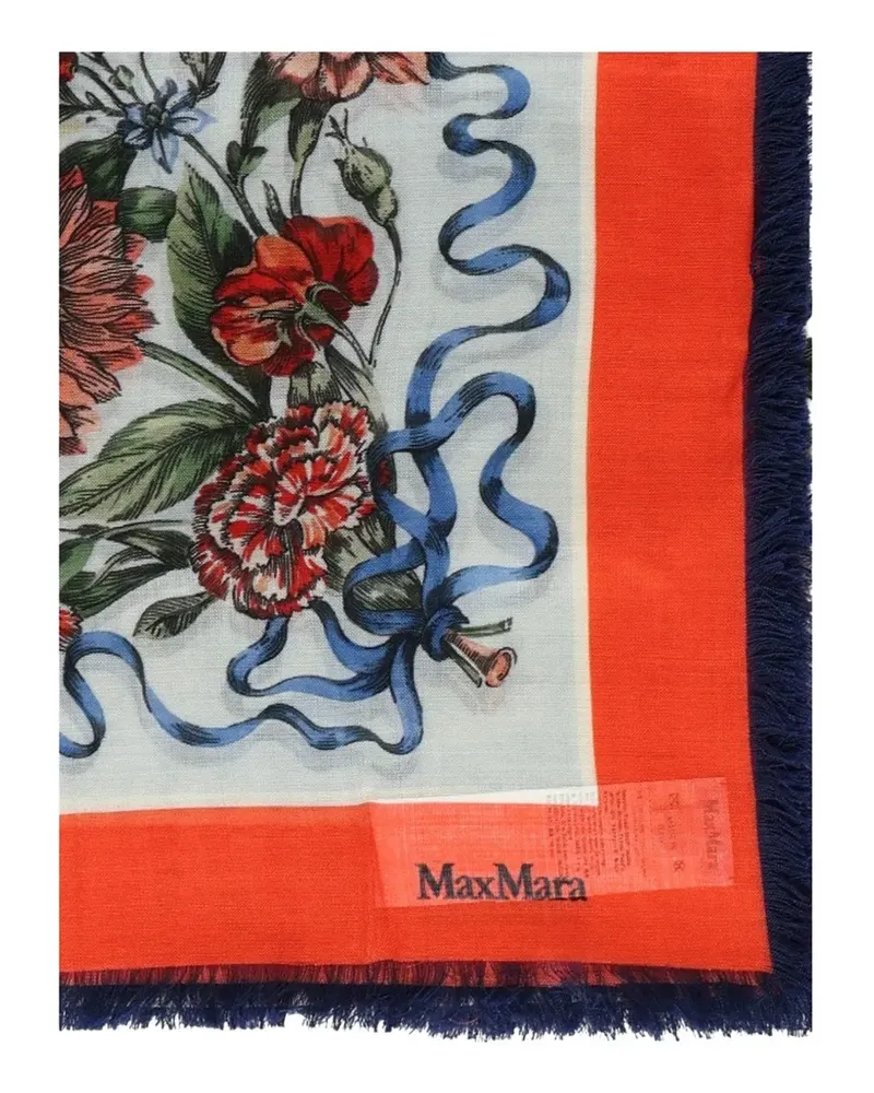 Max Mara Gemusterter Schal mit Fransen - Nude Nude