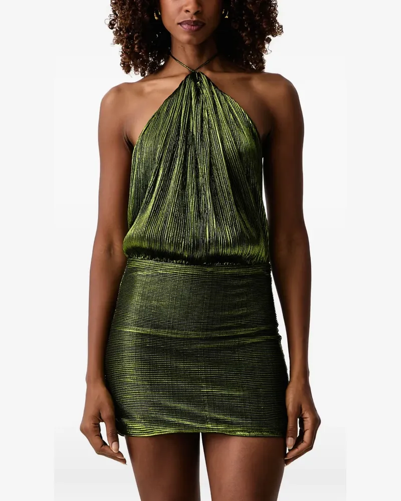 Retrofête Lavinia pleated metallic-effect mini dress - Grün Grün