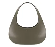 Slim Swipe Schultertasche aus Leder - Grau