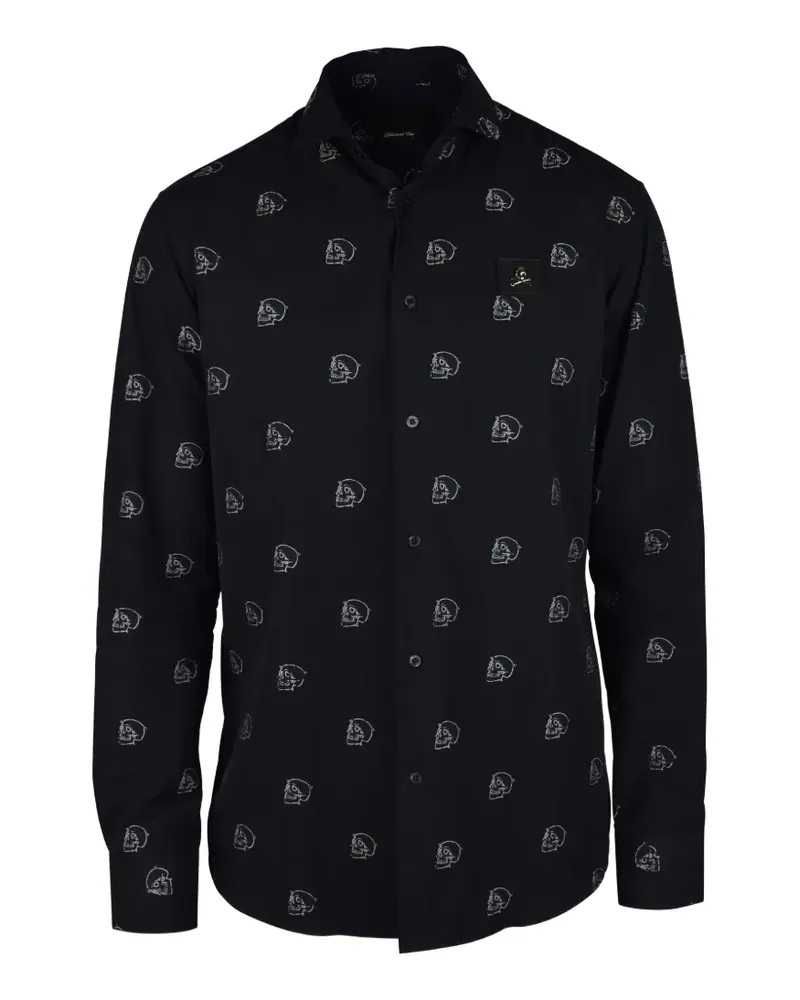 Philipp Plein Hemd mit Muster - Schwarz Schwarz
