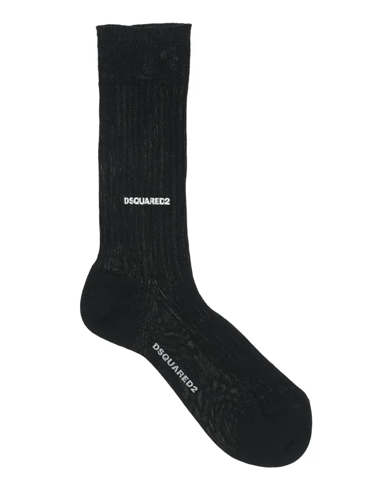 Dsquared2 logo-print ribbed socks - Schwarz Schwarz