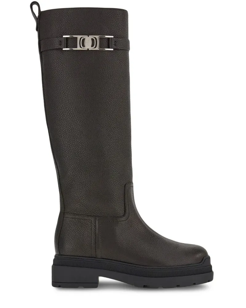 Ferragamo Stiefel mit Vara-Kettendetail - Schwarz Schwarz