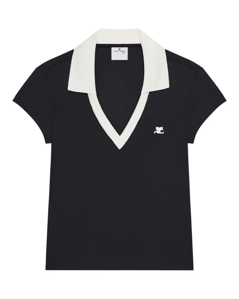 Courrèges V-neck cropped T-shirt - Schwarz Schwarz