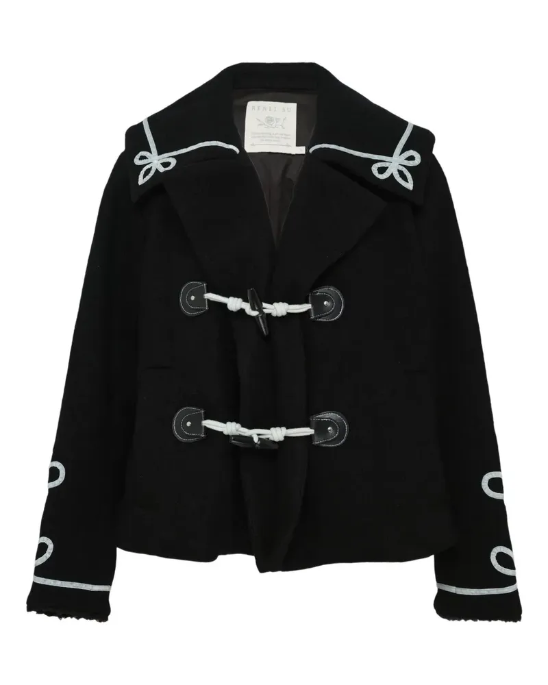 Renli Su lace hem linen skirt - Schwarz Schwarz