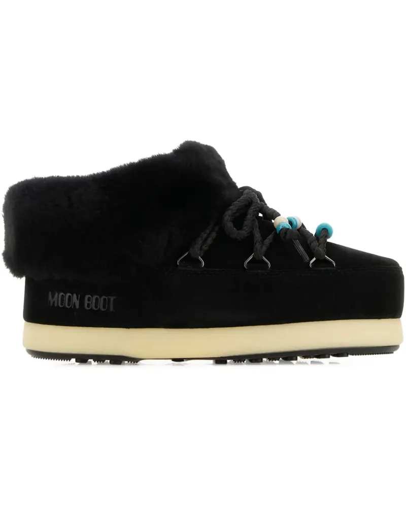 Moon Boot Mules mit Pelzborten - Schwarz Schwarz