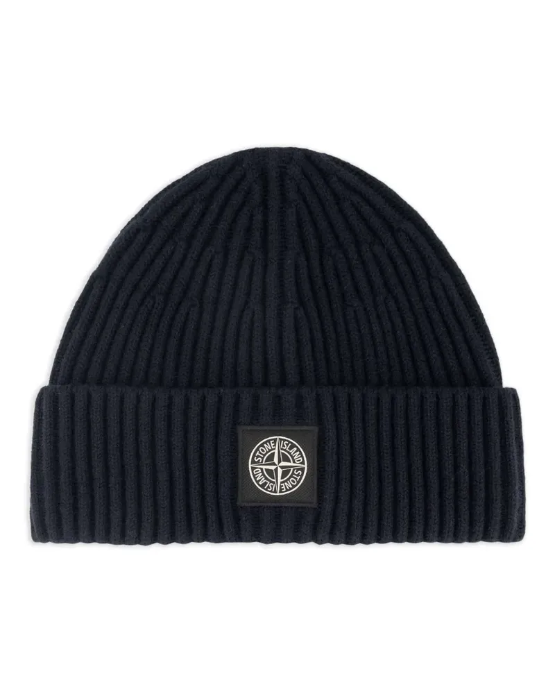 Stone Island Gerippte Beanie - Blau Blau