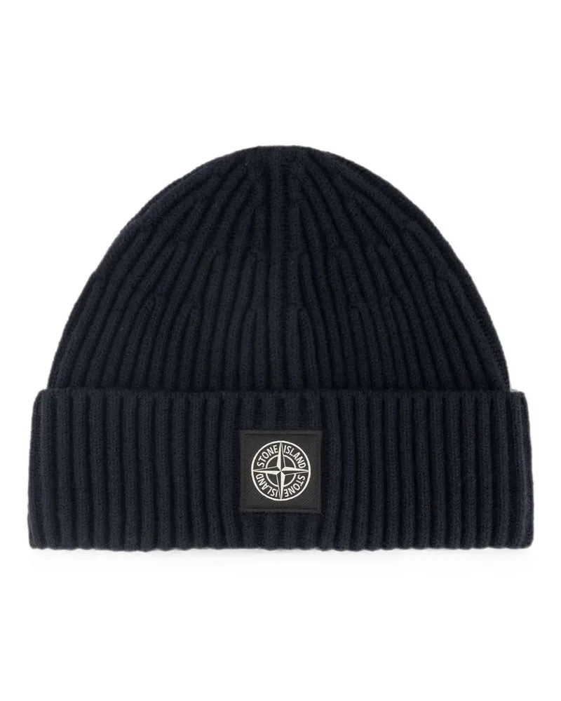 Stone Island ribbed-knit beanie hat - Blau Blau