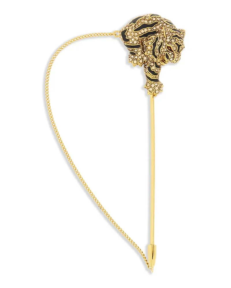 Roberto Cavalli Brosche mit Tigermotiv - Gold Gold