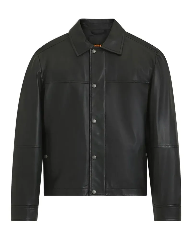 HUGO BOSS leather press-stud jacket - Schwarz Schwarz
