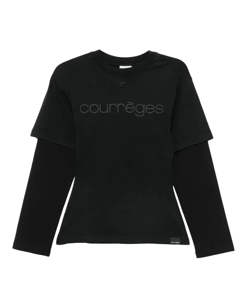 Courrèges logo-embroidered layered T-shirt - Grau Grau
