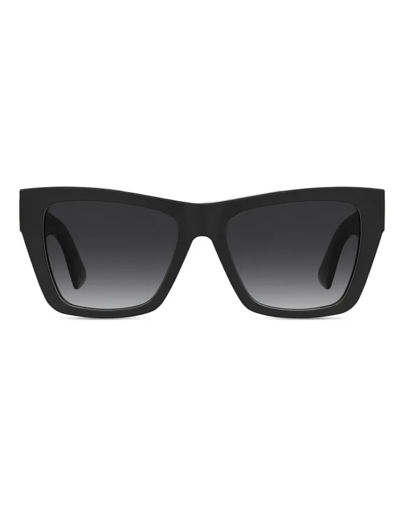 Moschino logo-plaque rectangle-frame sunglasses - Schwarz Schwarz