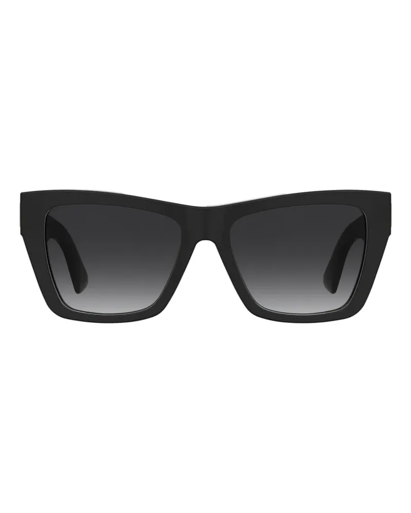 Moschino logo-plaque rectangle-frame sunglasses - Schwarz Schwarz