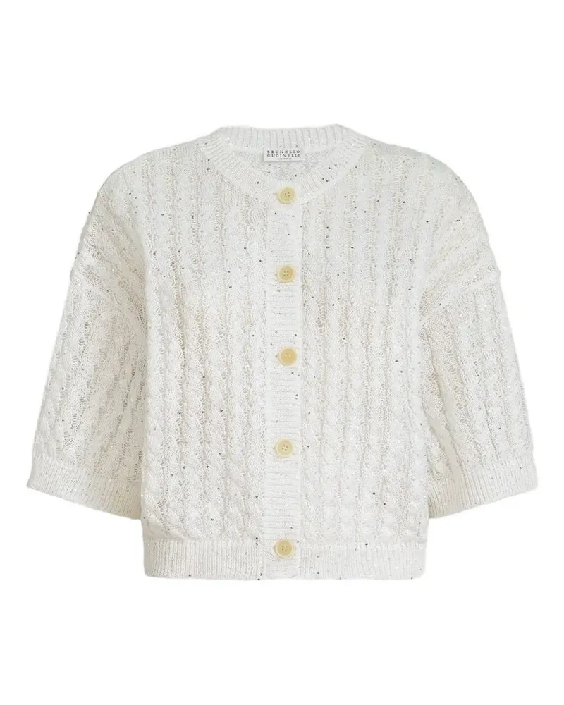 Brunello Cucinelli Cardigan mit Zopfmuster - Weiß Weiß