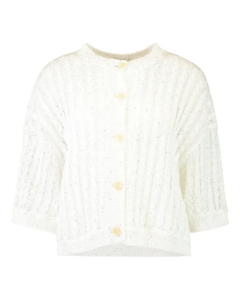 Brunello Cucinelli Cardigan mit Zopfmuster - Weiß Weiß