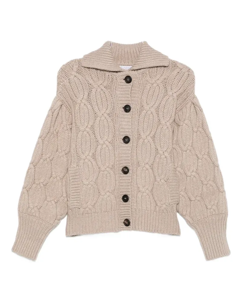 Brunello Cucinelli cable-knit button-up cardigan - Nude Nude