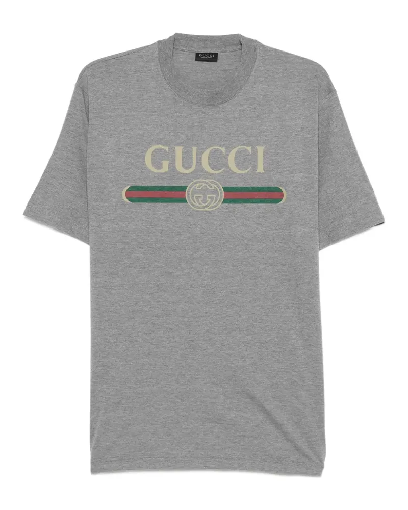 Gucci T-Shirt mit GG-Webstreifen - Grau Grau