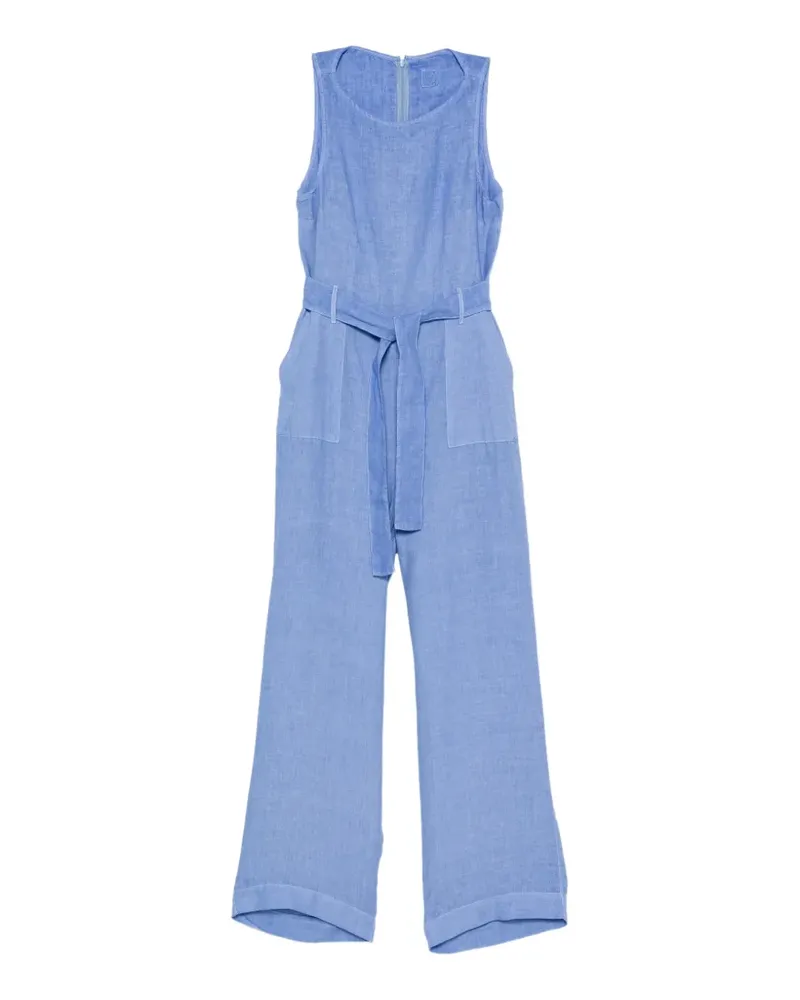 120% Lino belted sleeveless jumpsuit - Blau Blau