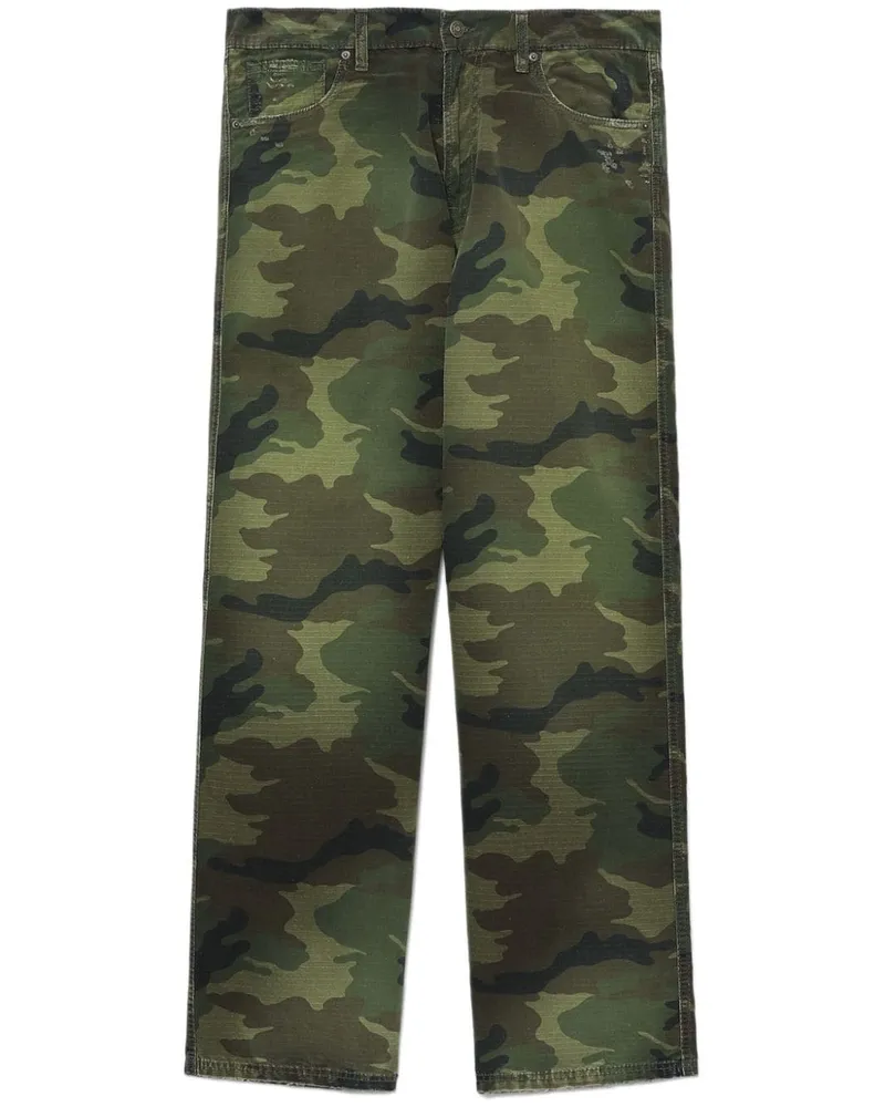 FourTwoFour on Fairfax Hose mit Military-Print - Grün Grün
