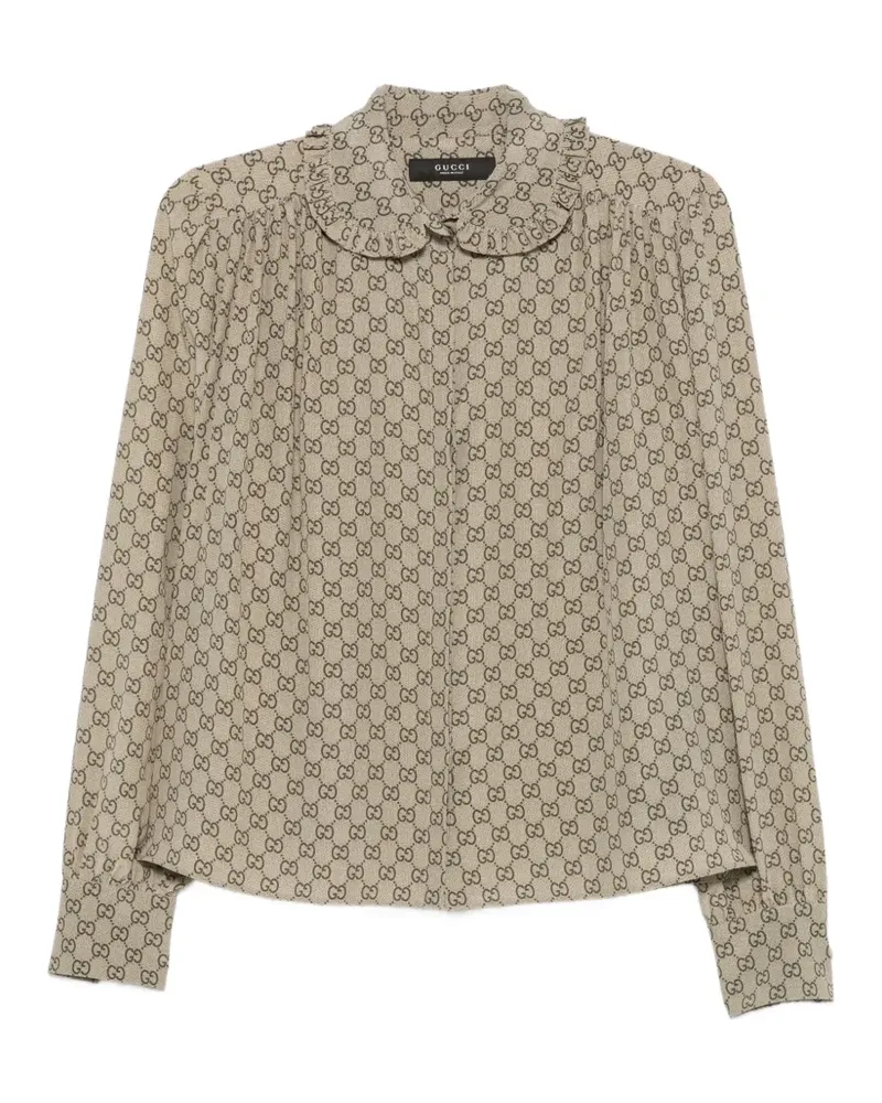 Gucci Seidenbluse mit Crêpe de Chine-Print - Nude Nude