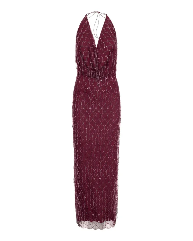 ROTATE Birger Christensen Neckholder-Kleid mit Pailletten Rot