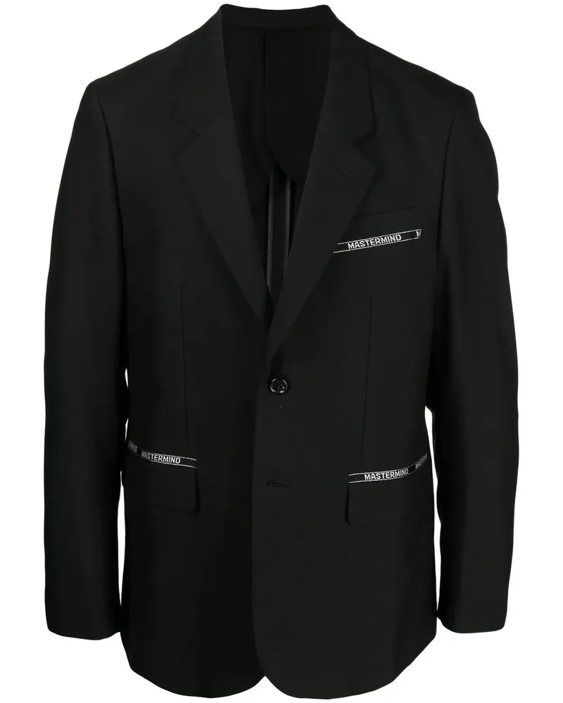 Mastermind World Einreihiges Sakko mit Logo-Patch - Schwarz Schwarz