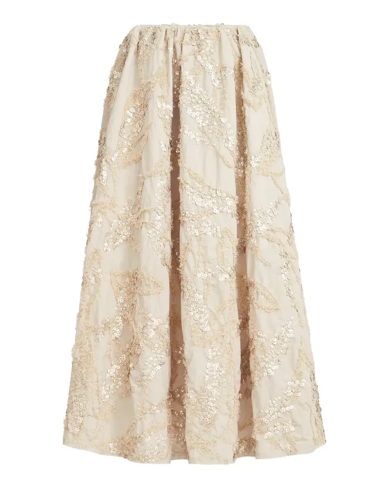 Brunello Cucinelli Popeline-Rock mit Meermotive - Nude Nude