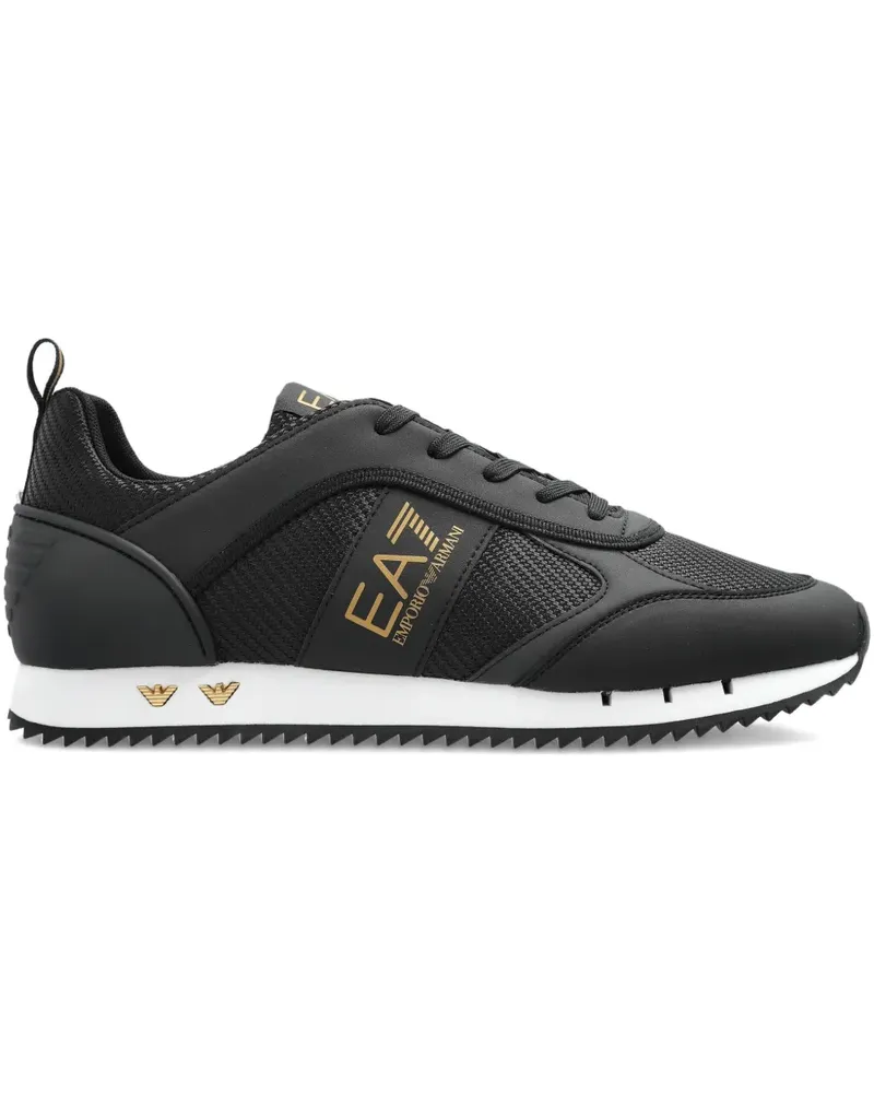 EA7 Sneakers mit Logo-Stempel - Schwarz Schwarz