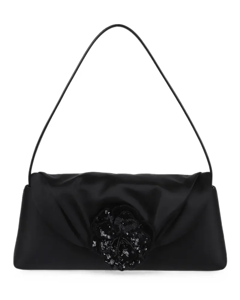 ROTATE Birger Christensen sequin-embellished floral-appliqué clutch bag - Schwarz Schwarz