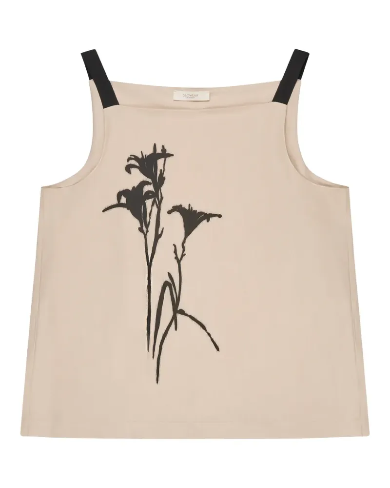 Slowear floral-print square-neck top - Nude Nude
