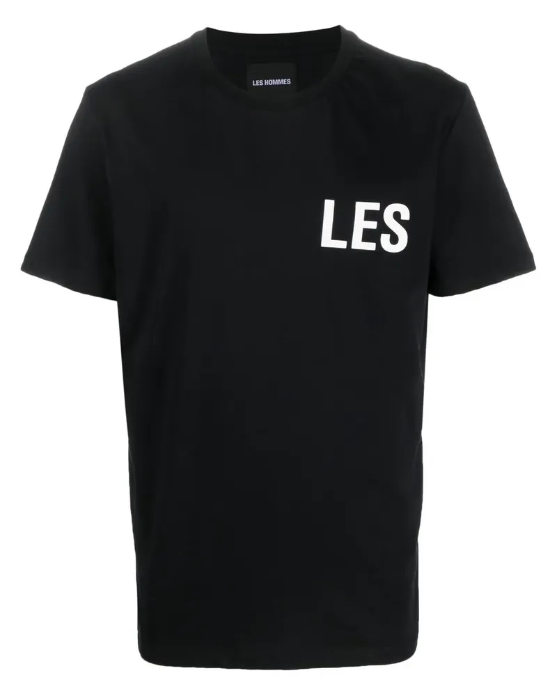 Les Hommes T-Shirt mit Logo-Print - Schwarz Schwarz