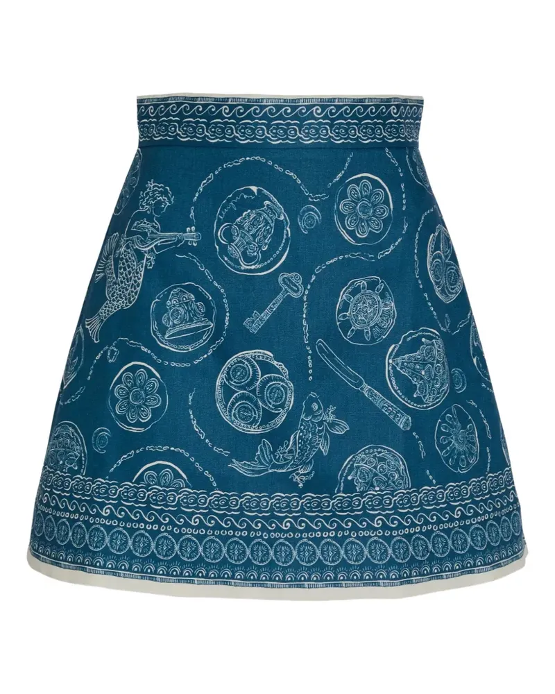 ALEMAIS Lucky graphic-print mini skirt - Blau Blau
