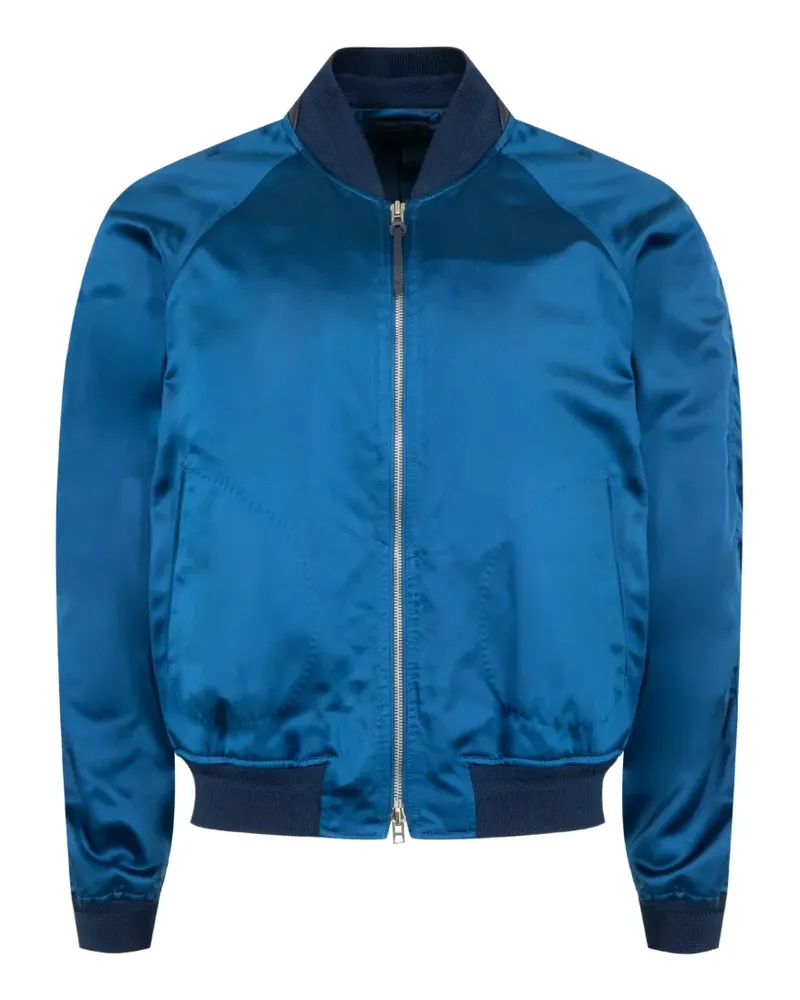 Tom Ford structured satin bomber jacket - Blau Blau