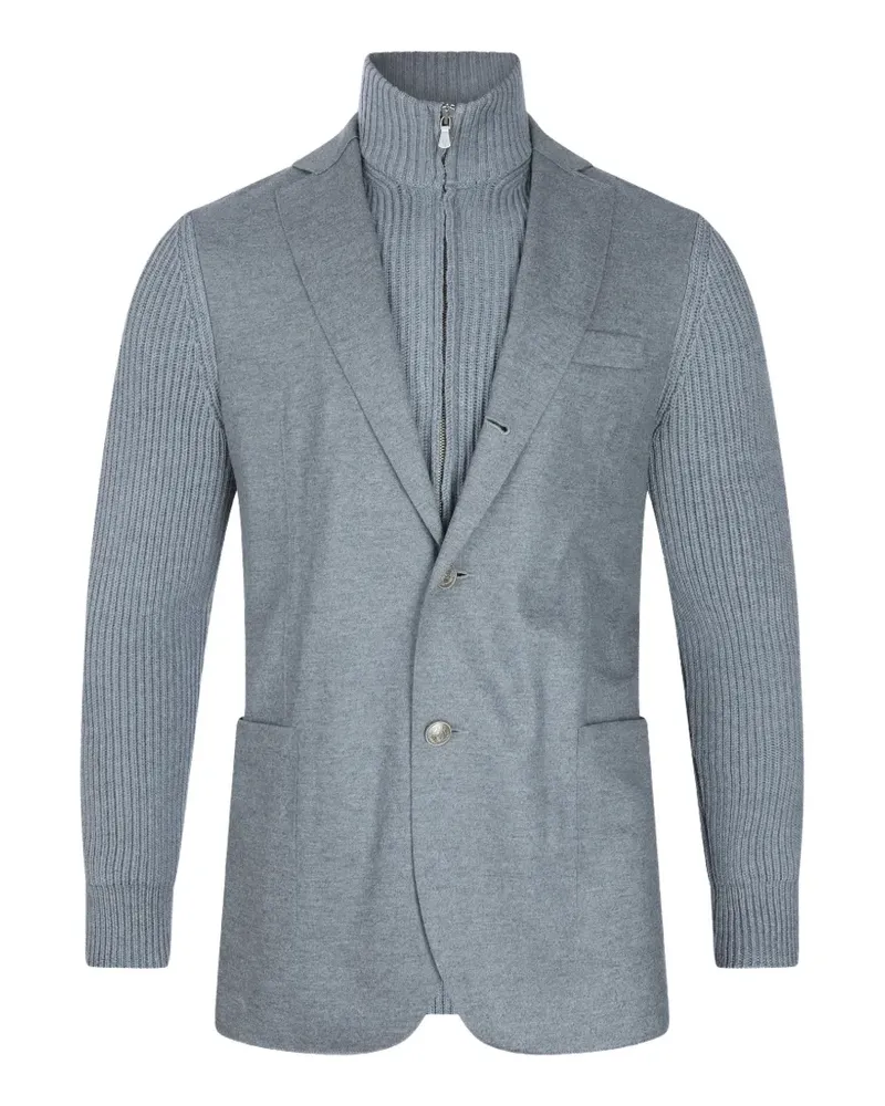 Eleventy Gerippter Cardigan im Layering-Look - Grau Grau