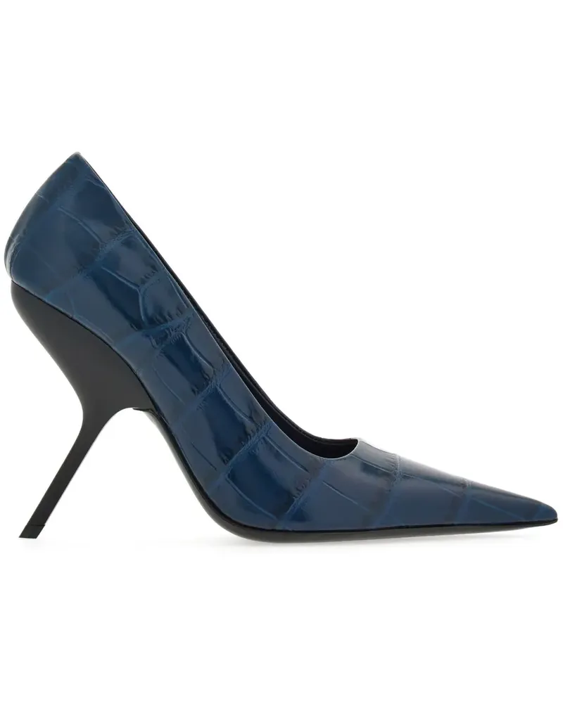 Ferragamo Pumps in Kroko-Optik 120mm - Blau Blau
