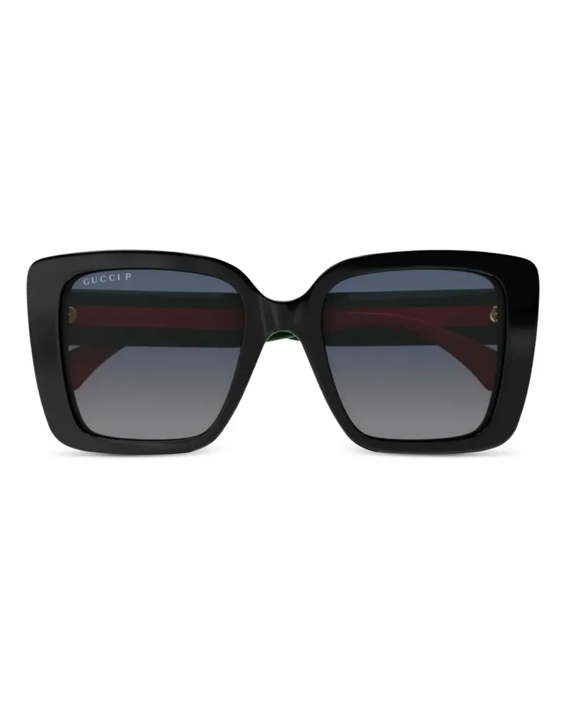 Gucci Sonnenbrille mit Web-Detail - Schwarz Schwarz