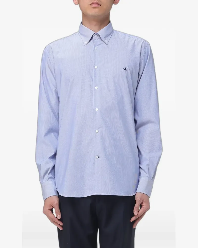 Brooksfield striped-pattern button-down shirt - Blau Blau